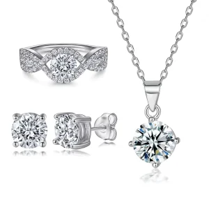 Women’s 18K Gold 925 Sterling Silver 3A Cubic Zirconia Jewelry Set