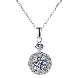 1ct 925 D Color Round White Moissanite Pendant