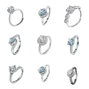 1ct Moissanite Ring 925 Sterling Silver-Plated Ring for Women
