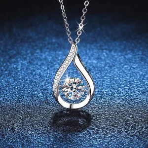 1ct Moissanite S925 Sterling Silver Liquid Water Drop Necklace for Women