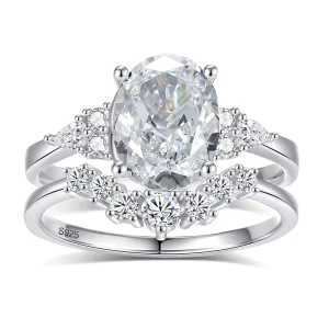 2.5ct Moissanite Ring Set 925 Silver European Style for Women