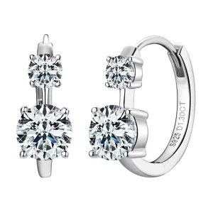 2.6CT Double Moissanite Hoop Earrings S925 Sterling Silver