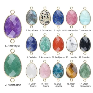 23x18mm Natural Stone Connector Faceted Egg Oval Pendants Link Charms for Jewelry Making Bracelet Necklace