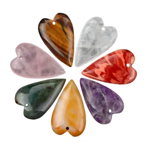 25x40mm Heart Pendant Natural Crystal Peach Heart Gemstone for Women’s Necklace Making