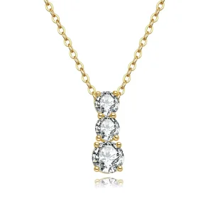 3-Stone Moissanite Pendant Necklace 925 Sterling Silver 14K Gold Plated Rhodium Plated D Color VVS1 Engagement Cable Chain OEM