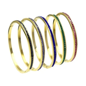 3136L Stainless Steel Bracelet for Women 18K PVD Gold-Plated Full Diamond Direct Factory OEM