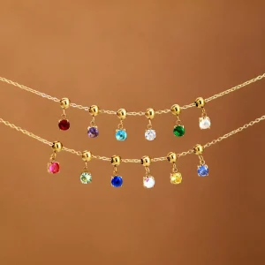 316L 18K Stainless Steel Customizable Bracelet Zodiac Birthstone Colored Diamond Charms for Jewelry Making