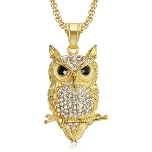 316L PVD Stainless Steel Owl Necklace Charm for Women