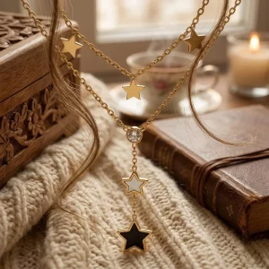 316L Stainless Steel Star Layered Pendant Necklace