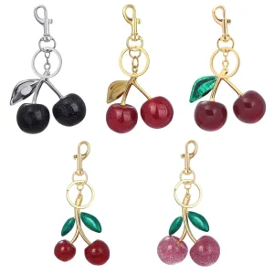3D Red Crystal Cherry Keychain Pendant Keyring for Women’s Bag Accessories