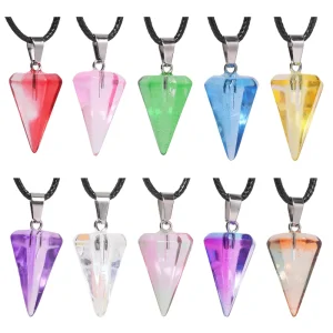 5pcs Hexagonal Cone Irregular Quartz Crystal Pendant Charms 34x14mm for DIY Jewelry Making Earrings Beaded