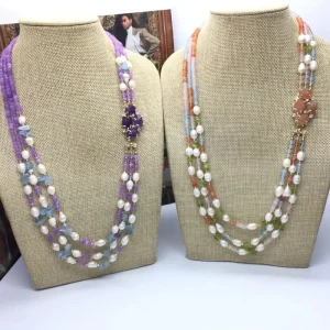 6-7mm Freshwater Pearl and Dyed Jade Necklace for Women