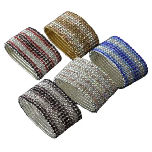 6-Row Elastic Rhinestone Rope Bracelet for Women