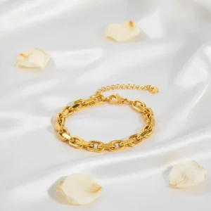 6mm Gold Stainless Steel Men’s Link Chain Bracelet
