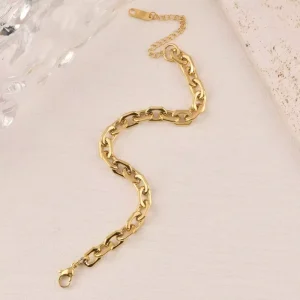 6mm Gold Stainless Steel Men’s Trendy Link Cross Chain Bracelet Custom Fashionable Welded Fine Jewelry Chain Link