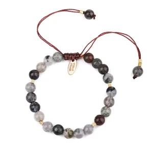 6mm Imitation Natural Stone Tiger’s Eye and Blue Sandstone Woven Unisex Bracelet