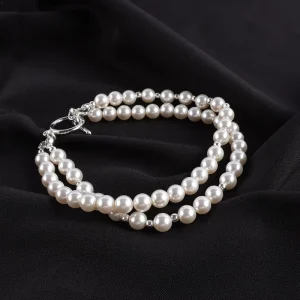 6mm White Pearl Beaded Bracelet for Women