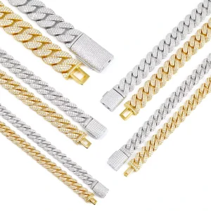 8mm 2-Row 925 Silver Cuban Link Moissanite Bracelet