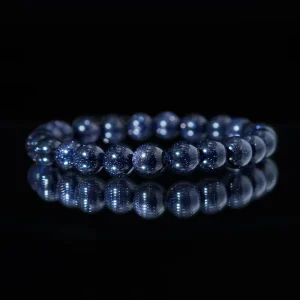 8mm Polished Blue Sandstone Gemstone Stretch Bracelet Unisex