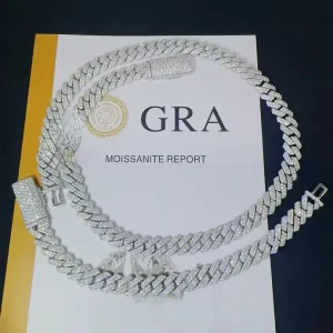 8mm VVS Moissanite 925 Silver Custom-Size Cuban Chain Necklace Hip Hop Style