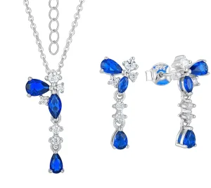 Custom-Made Women’s Luxury 925 Sterling Silver Flower Earrings and Necklace Cubic Zirconia Jewelry Set Gift