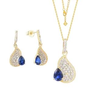 Custom Zircon 925 Sterling Silver Bridal Wedding Earrings and Necklace Jewelry Set