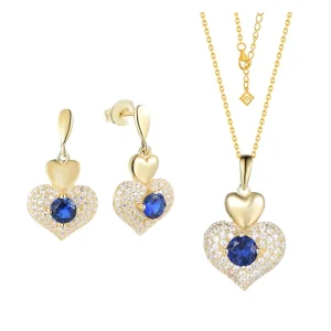 Custom 925 Silver Zircon Bridal Wedding Heart-Shaped Earrings and Necklace Jewelry Set for Women