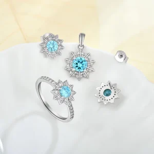 Custom 925 Rhodium-Plated Zircon Earrings, Ring and Necklace Wedding Jewelry Set for Women