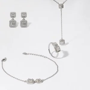 Jewelry Manufacturing Hypoallergenic 925 Sterling Silver Fashionable Elegant Cubic Zirconia Necklace Set for Women