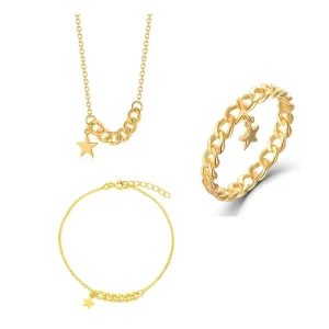 Custom Wedding 925 Sterling Silver 18K Gold-Plated Luxury Ring, Necklace and Bracelet Jewelry Set
