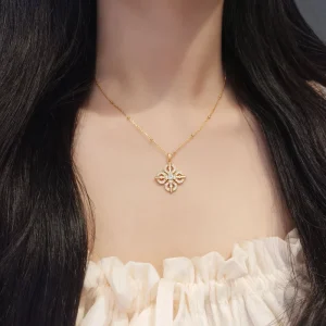 925 Silver 18K-Plated Cubic Zircon Cross Pendant Choker Necklace