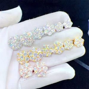 925 Silver 8mm 12mm 15mm Flower VVS Moissanite Stud Earrings