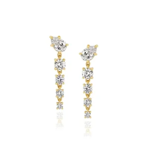 925 Silver Bias Tear Drop Geometric Zircon Gold Plated Dangle Tassel Chain Earrings for Women
