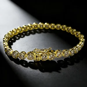 925 Silver Bubble Inlay VVS Moissanite Tennis Bracelet, Unisex, GRA