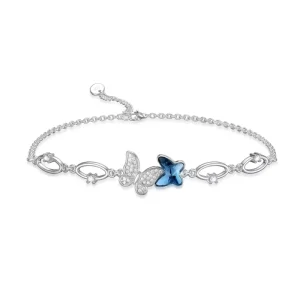 925 Silver Butterfly Charm Bracelet Custom Women Fine Fashion Jewelry