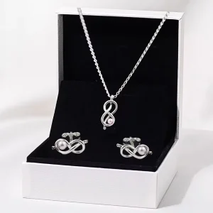 925 Silver Charm Circular Note Pearl Love Necklace Clavicle Chain