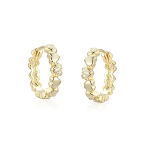 925 Silver Eternity Heart Zircon Hoop Earrings for Women Gold for Weddings