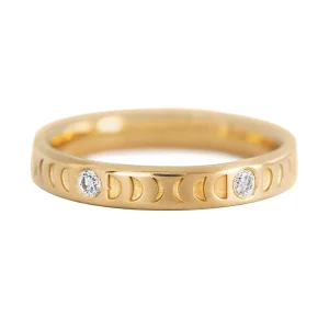 925 Silver Eternity Zircon Band, 14K Gold, Moon Phase, for Women