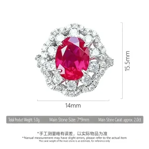 925 Silver Floral Halo Ring with Lab-Grown Ruby, Sapphire, or Emerald Stones