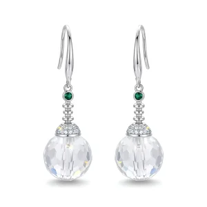 925 Silver Gold Plated Drop Earrings with French Hook Design Natural Crystals Round Shape Wedding & Party