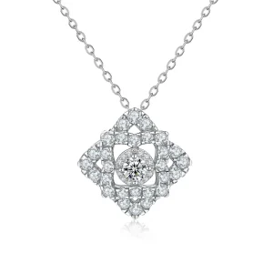 925 Silver Rhodium-Plated Brilliant Cut Zircon Pendant Necklace Bridal Engagement Wedding
