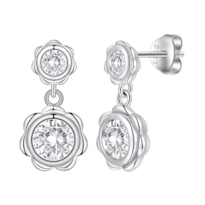 925 Silver Rhodium-Plated CZ Drop Earrings Supplier