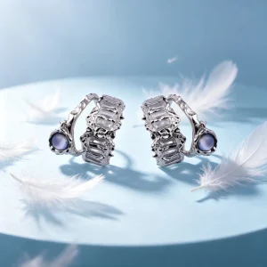 925 Silver Stud Earrings with Cubic Zirconia for Women