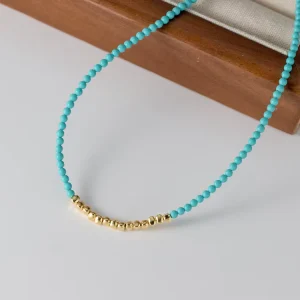 925 Silver Turquoise Bead Gold-Plated Necklace