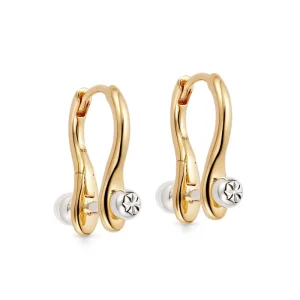 925 Silver Two-Tone Plated Engraved Huggie Hoop Earrings for Women