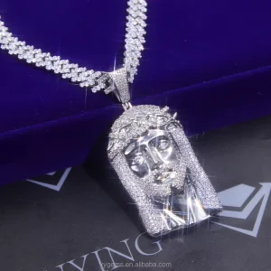 925 Silver VVS Moissanite Jesus Pendant, Diamond Hip Hop Style, for Necklace