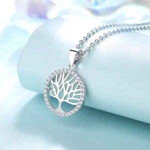 925 Silver Zircon Tree of Life Pendant Necklace