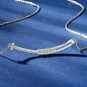 925 Sterling Silver 1.2mm Round-Cut Moissanite Multilayer Smile Choker Necklace
