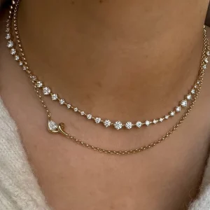 925 Sterling Silver 14K 18K Gold Plated Graduated CZ Tennis Layered Necklace Set for Women