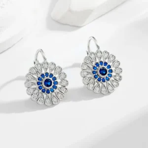 925 Sterling Silver 14K Gold-Plated Cubic Zirconia Sunflower Clip-On Earrings